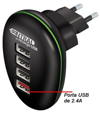 CARREGADOR USB 4 PORTAS 2.1A/12W/COMTAC