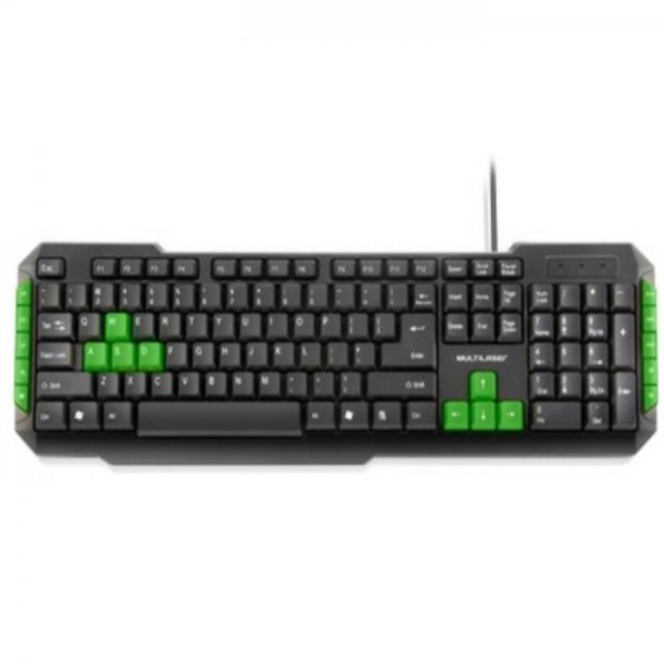 TECLADO USB MULTIMIDIA GAMER TECLAS VERDES MULTILASER TC201