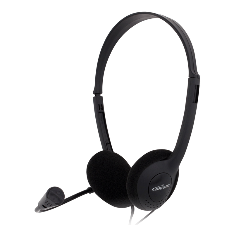 HEADSET BRIGHT 0010 COM MICROFONE OFFICE PRETO