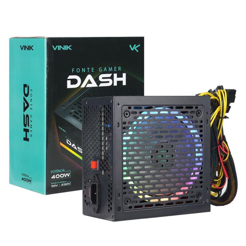 FONTE ATX 400W GAMER DASH 110V VINIK VFG400WP PTO 112110